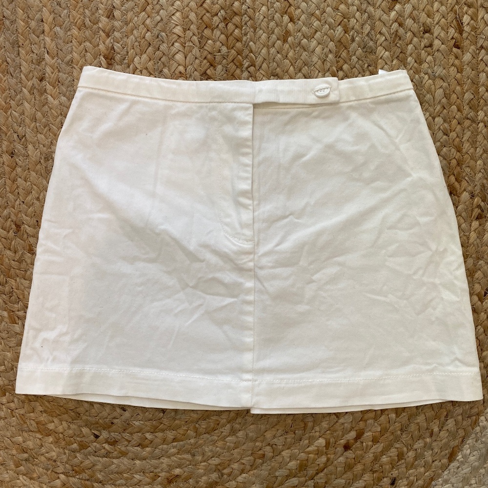 High waisted white mini skirt